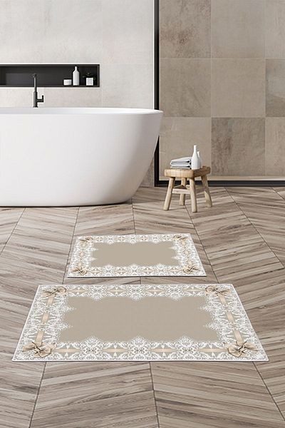 Alanur Home Alanur Trend Non-Slip Base Digital Bathroom Set Kt450 Mink
