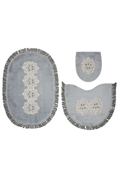Alanur Home Queen Oval Brodat Set de 3 Gri
