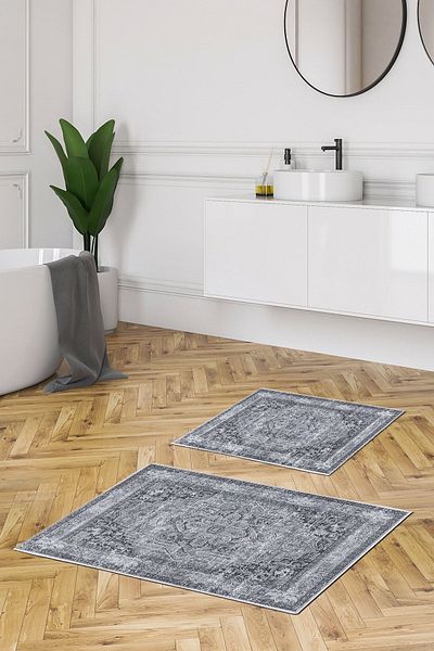 Alanur Home Set de toaletă digital pentru baie cu bază anti-alunecare Alanur Trend Kt412 Albastru