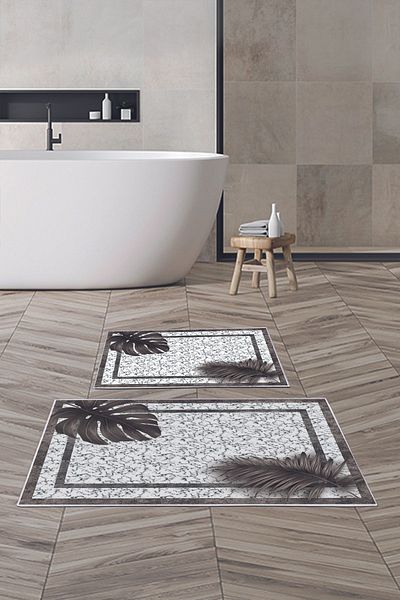 Alanur Home Alanur Trend Non-Slip Base Digital Bathroom 2-Piece Toilet Set Kt476 Brown