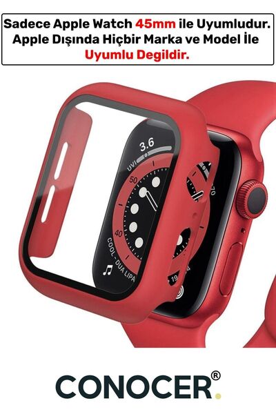 CONOCER Apple Watch 7-8 (45 MM) Uyumlu Nike Kılıf Kasa Ve Ekran Koruyucu Yüks...