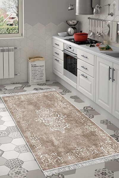 Alanur Home Eko Trend Djt Banyo Paspası Yıkanabilir Kaymaz Taban 616 Klasik Bej