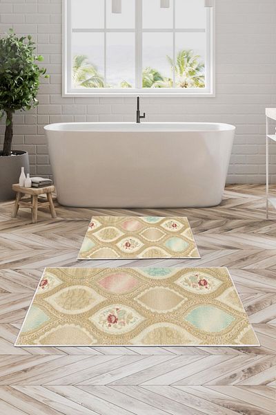 Alanur Home Alanur Trend Non-Slip Base Digital Bathroom 2-Piece Toilet Set Kt458 Cream