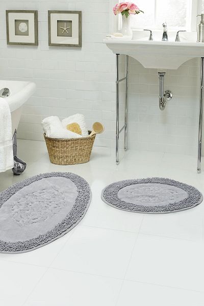 Alanur Home Salina Οβάλ Βαμβακερό Μακαρόνι 2 Πακέτο Σφουγγαρίστρα Γκρι