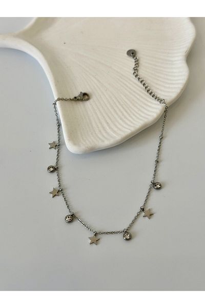 Ladies&Gentlemen Steel Star Stone Anklet