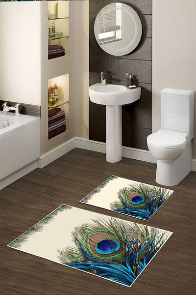 Alanur Home Set de toaletă digital pentru baie cu bază anti-alunecare Alanur Trend Kt410 Blue