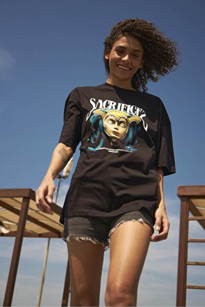 FECCY Tricou Oversize Unisex Sacrifices Negru