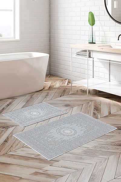 Alanur Home Alanur Trend Non-Slip Base Digital Bathroom 2-Piece Toilet Set Kt468 Gray
