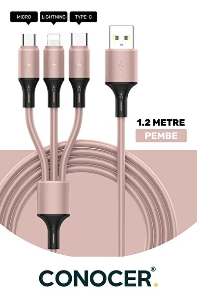 CONOCER Huawei Xiaomi Samsung Iphone Uyumlu Çoklu Şarj Aleti Cihazı Kablosu T...