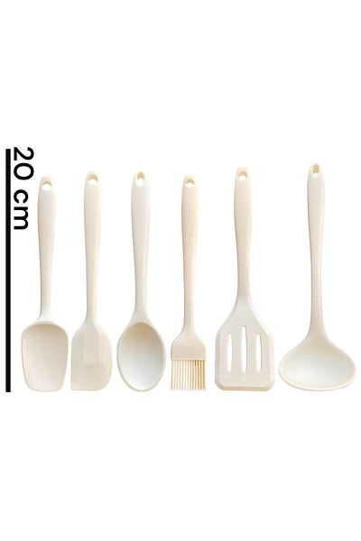 Multiamo 20 Cm Mini Size - 6 Piece Heat Resistant Silicone Ladle and Spoon Set