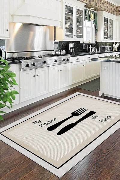Decomia Home Dijital Yıkanabilir Kaymaz Taban Kitchen Mutfak Halısı Mutfak De...