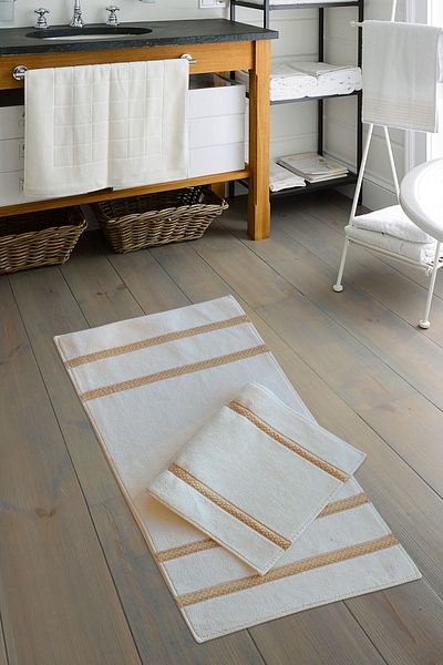 ALANUR Milano Jakuar Cotton Bathroom 2-Pece Σετ Τουαλέτας Κρέμα