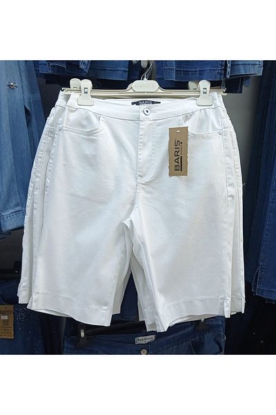AKŞEN GİYİM Ψηλόμεσο Lycra Βαμβακερό λινό 55 cm Μήκος 4 τσέπες πάνω από το γόνατο Γυναικείο σορτς - Plus Size