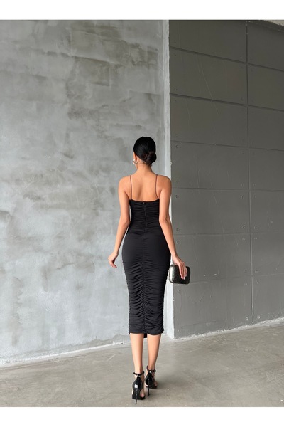 Friday Mood Thin Straps Draped Women's Midi Dress