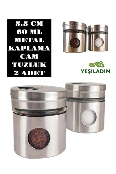 Yeşil Adım METAL KAPLAMA CAM TUZLUK BAHARATLIK 2 ADET