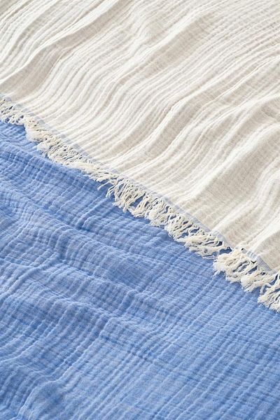 Denizli Concept Blue 4 Layer Muslin Double Bedspread - Soft and Comfortable - 100% Cotton