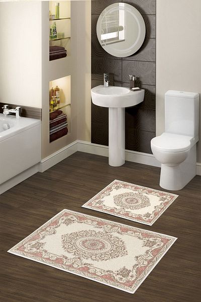Alanur Home Alanur Trend Non-Slip Base Digital Bathroom Set Kt453 Powder