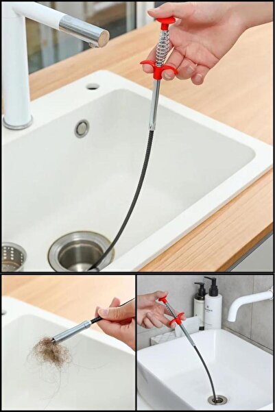 TUTYAKALA Pratik Spiral Lavabo Gider Açıcı Tel 60 cm - Tıkalı Lavabo ve Gider Boruları Açma Teli Uzun