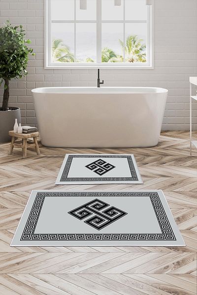 Alanur Home Gray Alanur Trend Digital Bathroom Set - Non-Slip Base Kt491