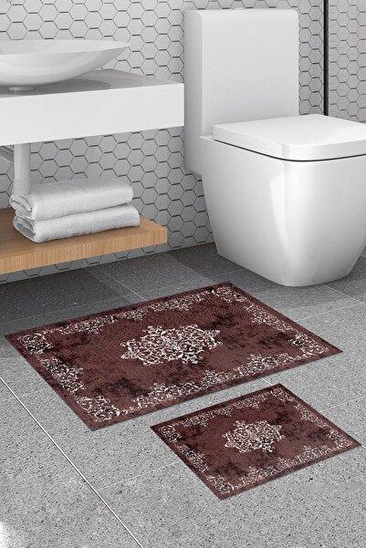 ALANUR طقم مرحاض رقمي للحمام مكون من قطعتين بقاعدة مضادة للانزلاق باللون الأح...