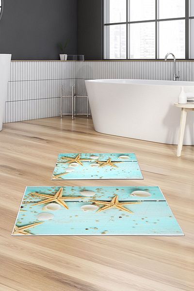 Alanur Home Alanur Trend Non-Slip Base Digital Bathroom 2-Piece Toilet Set Kt423 Green