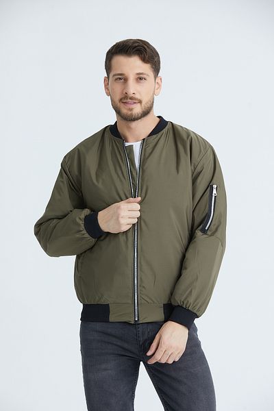 B.HE.Z Men's Saisonal Collar Jacket - Waterproof, Quilted Lined, Khaki