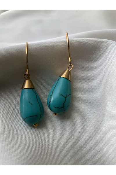 azra takı tasarım Turquoise Authentic Handmade - Natural Stone Women's Earrings