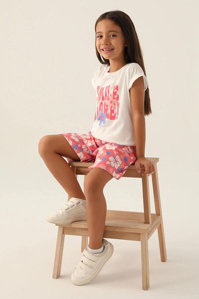 ROLY POLY 3407-2 Smile More Girl's Floral Patterned Shorts Set