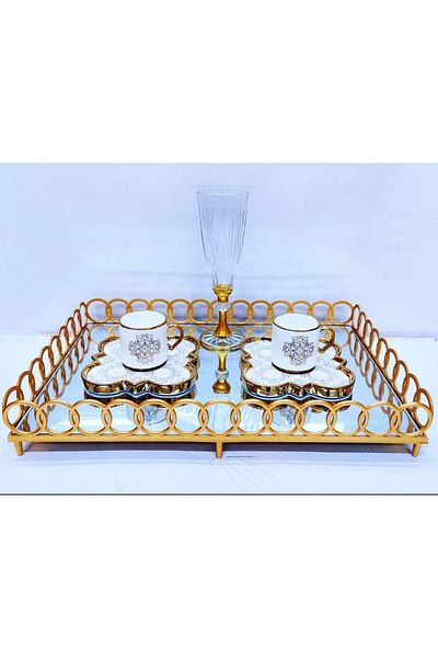 adana avm Mirrored Tray Length 42 cm Width 29 cm