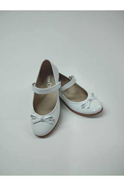 Rose Club Kids حذاء راقصة الباليه لتقويم العظام من الجلد الأبيض للفتيات الصغيرات