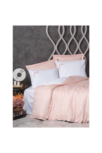 Cotton Box Διπλό Ελίτ Σατέν Σετ παπλωματοθήκης Μελίντα Ροζ