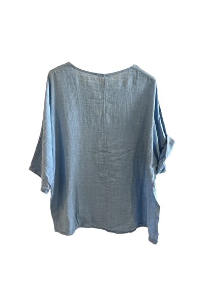 PHUTİ COLLECTION Ιταλική λινή βαμβακερή μπλούζα με κολιέ