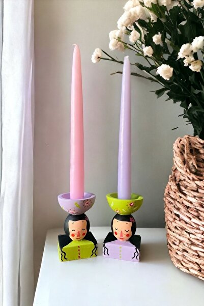 ARİENEL Dekoratif Mumluk & Şamdan | Ofelya | 2'li Set | Çok Renkli | Unique |...