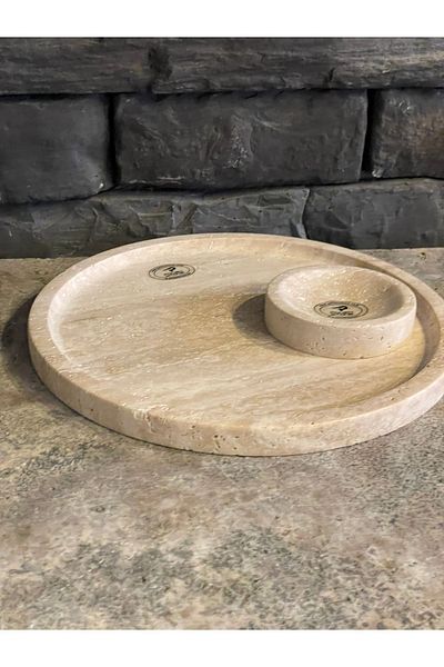 Polen Stone Natural Travertine Stone Engagement Tray - Presentation and Promise Gift