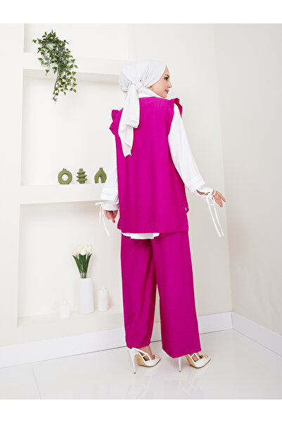 VOLT CLOTHİNG Trend Fabric Women's Hijab Set - 3-Piece Shirt and Vest Set