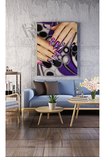 AR AJANS KANVAS TABLO Unghii colorate Mov Lac de unghii Decorativ Salon Magaz...