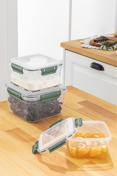 simplicity Green Tidy 3-Piece Leak Proof Storage Container Set