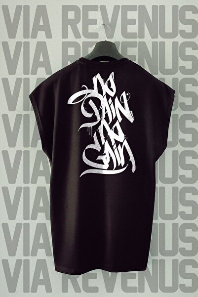 Vordevia Crna sportska majica bez bolova bez dobitaka - štampana na leđima, n...