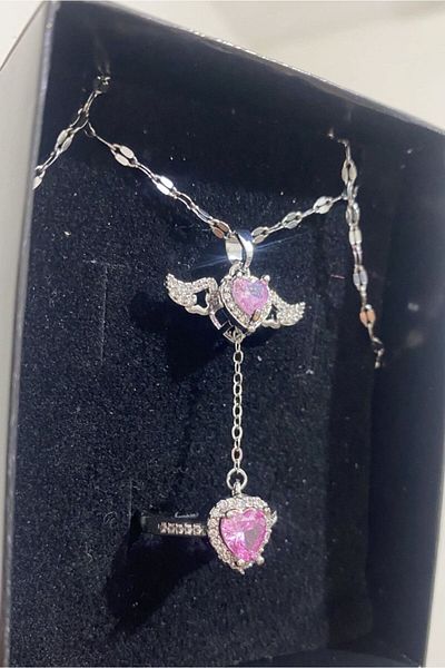 Çelik Angel Wings Set - Necklace and Ring