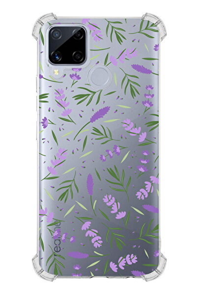 PrintiFy PrinriFy Oppo Realme C15 Uyumlu Water Color 3 Baskılı Şeffaf Köşe Ko...