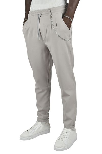 DeepSEA Gray Chain Double Leg Sports Trousers - Men's, Rubber Waist, Pleat Detailed,2400085