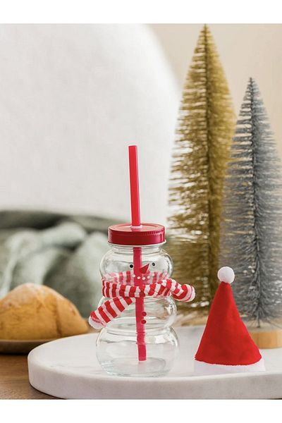 LC Waikiki New Year's Themed Glass Cup with Straw