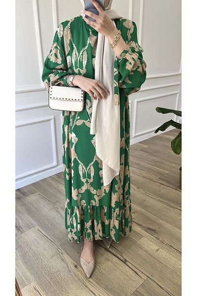 Tebessüm Life Cloud Patterned Premium Fabric Viscose Dress