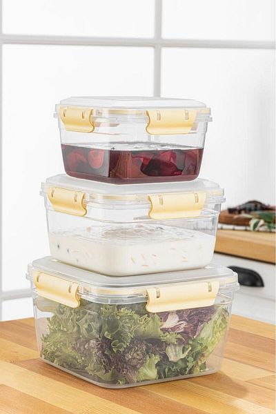 simplicity Yellow 3-Piece Tidy Leak Proof Storage Container Set