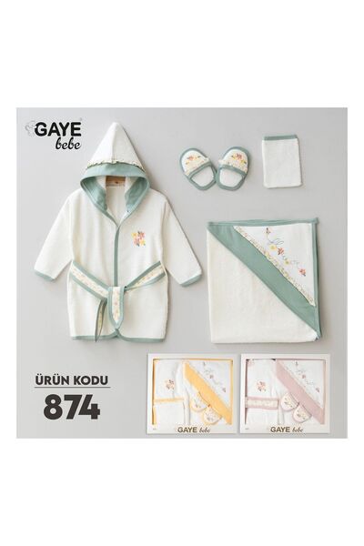 Genel Markalar Çiçek Desenli Bebek Bornoz Seti