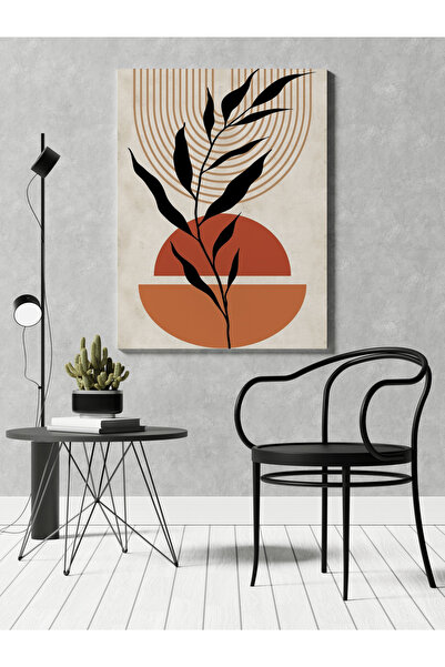 RUGSMODERN Kanvas Tablo Çok Renkli Soyut Geometrik Şekil ve Bitki Desen