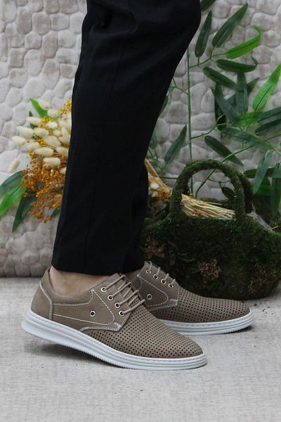 Mehmet Mete Ανδρικά παπούτσια 1120 Model Sand Nubuck από γνήσιο δέρμα
