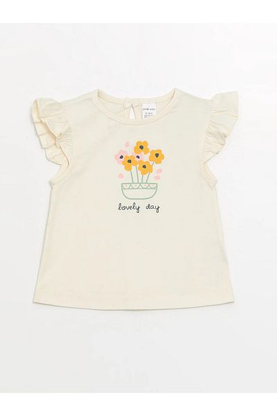 LC Waikiki LCW baby Crew Neck Short Sleeve Floral Baby Girl Blouse and Shorts 2 Pieces Set
