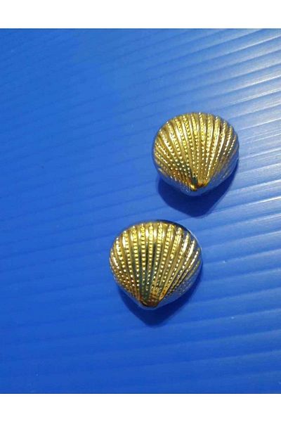 İMREN AKSESUAR Seashell Special Design Light Gold Hanger Coated 23 mm Metal Button 1 Pack 6 Pieces