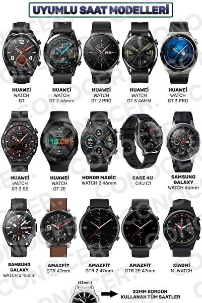 CONOCER Huawei Watch Ultimate Discovery Black Compatible Woven Velcro Sports Band Strap (22mm)